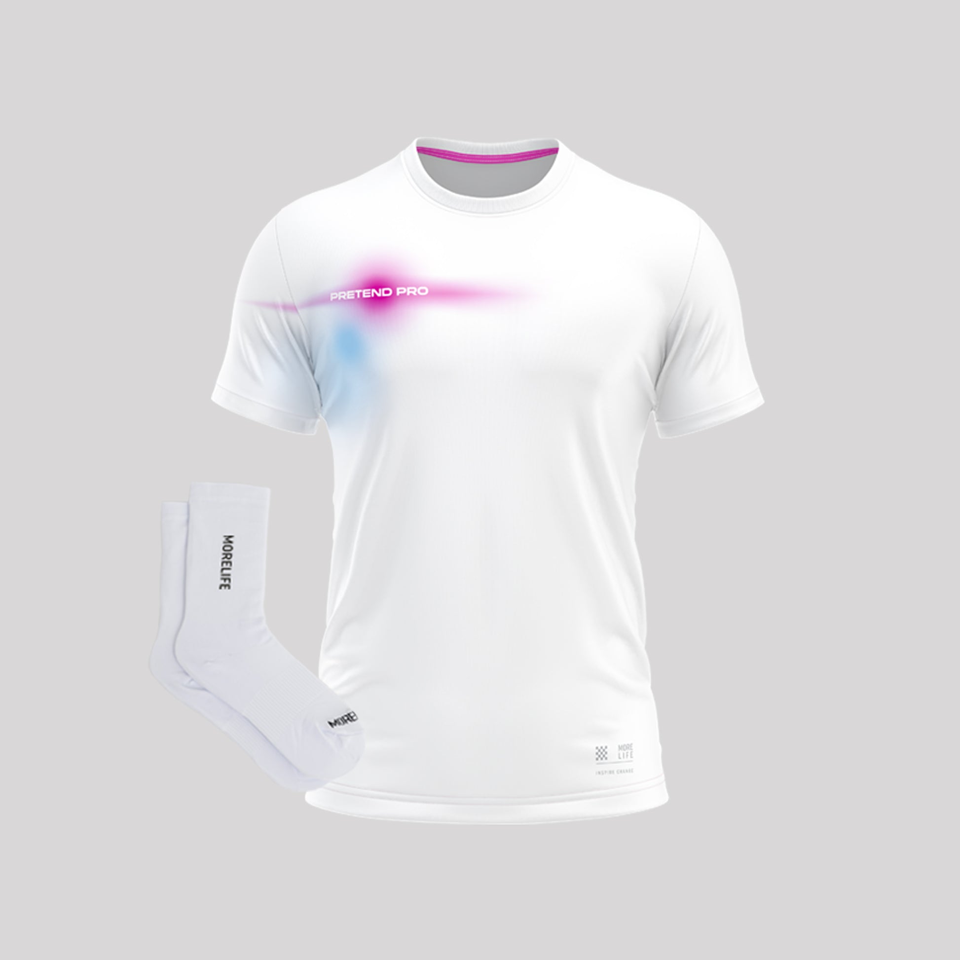 Combo Mujer White Running - (Camiseta PRO + Medias ML)