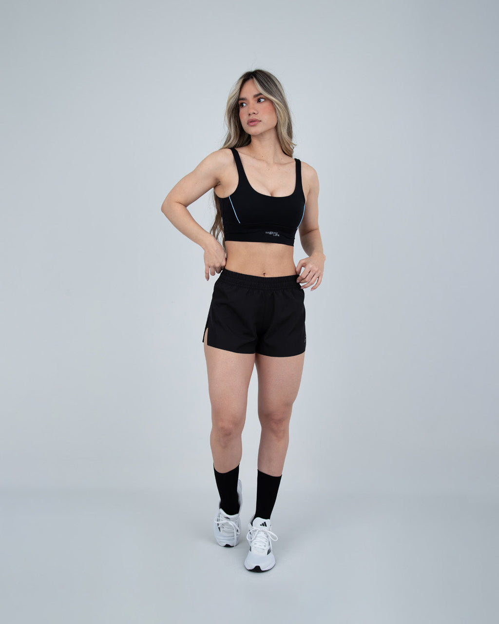 Top con Sesgos Negro Azul
