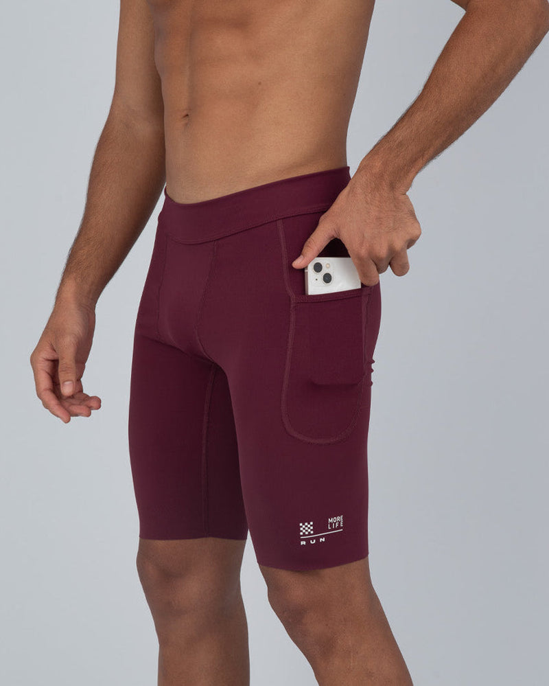 RUN PRO Burgundy Short Leggings