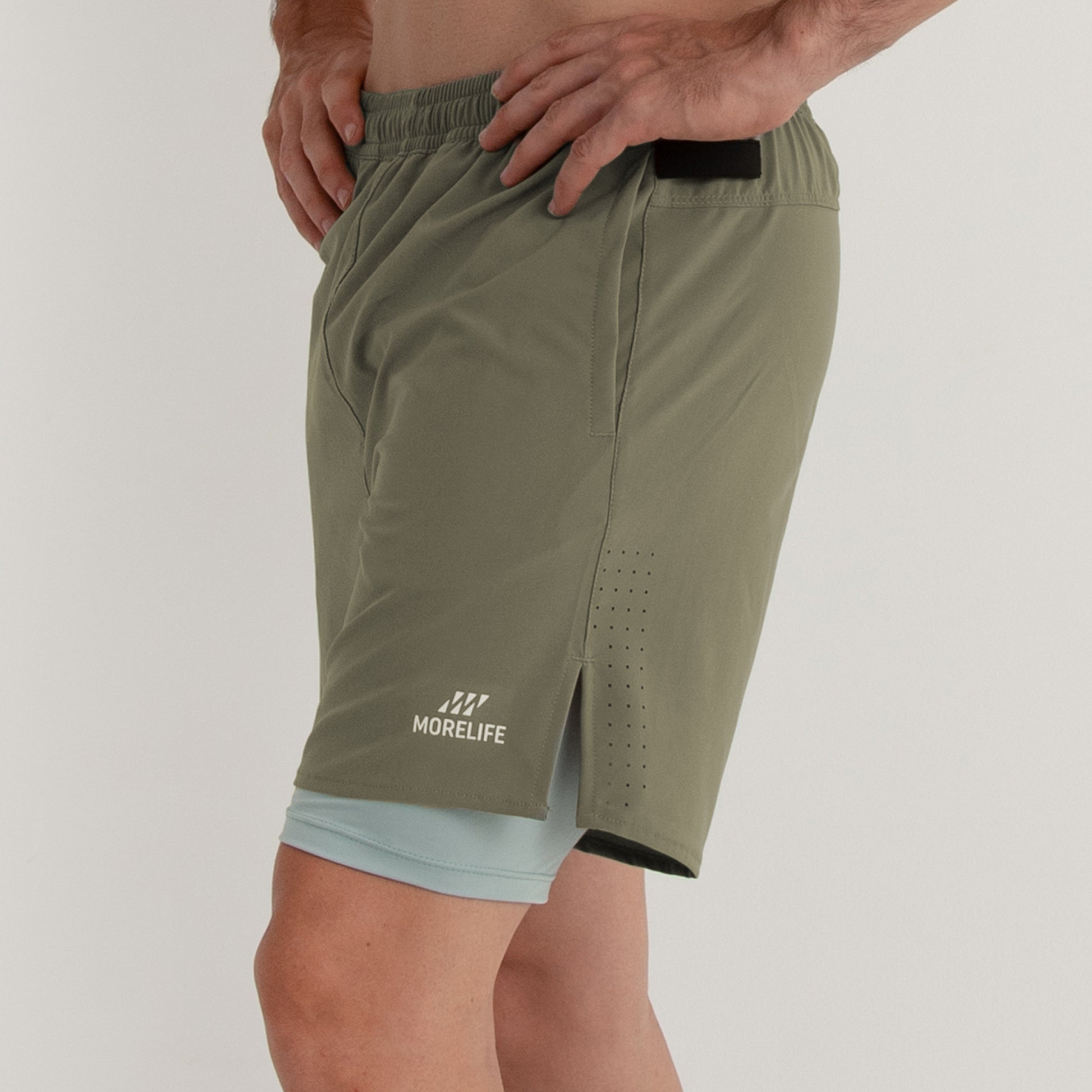 Pantaloneta con licra 2 en 1 Verde Oliva