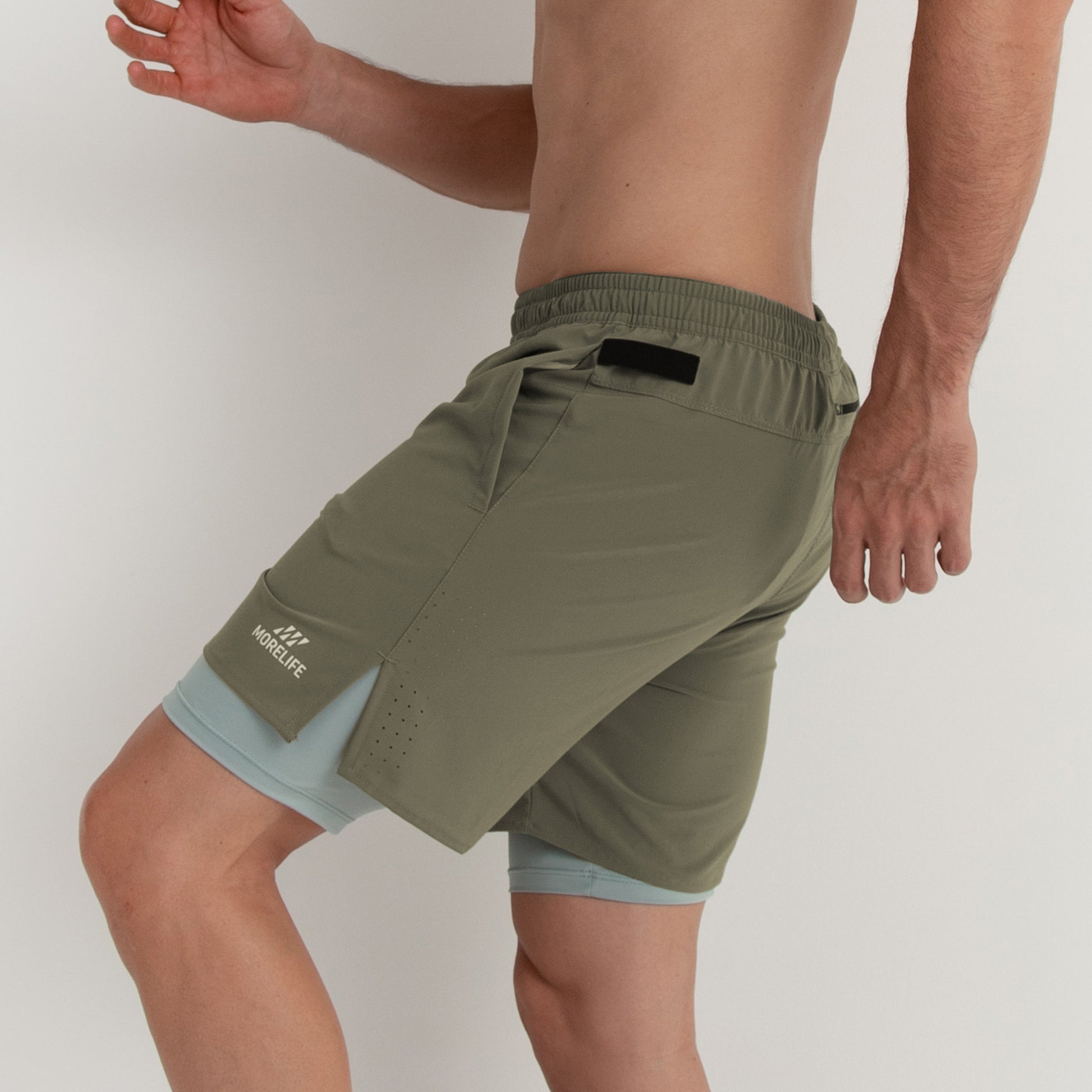 Pantaloneta con licra 2 en 1 Verde Oliva