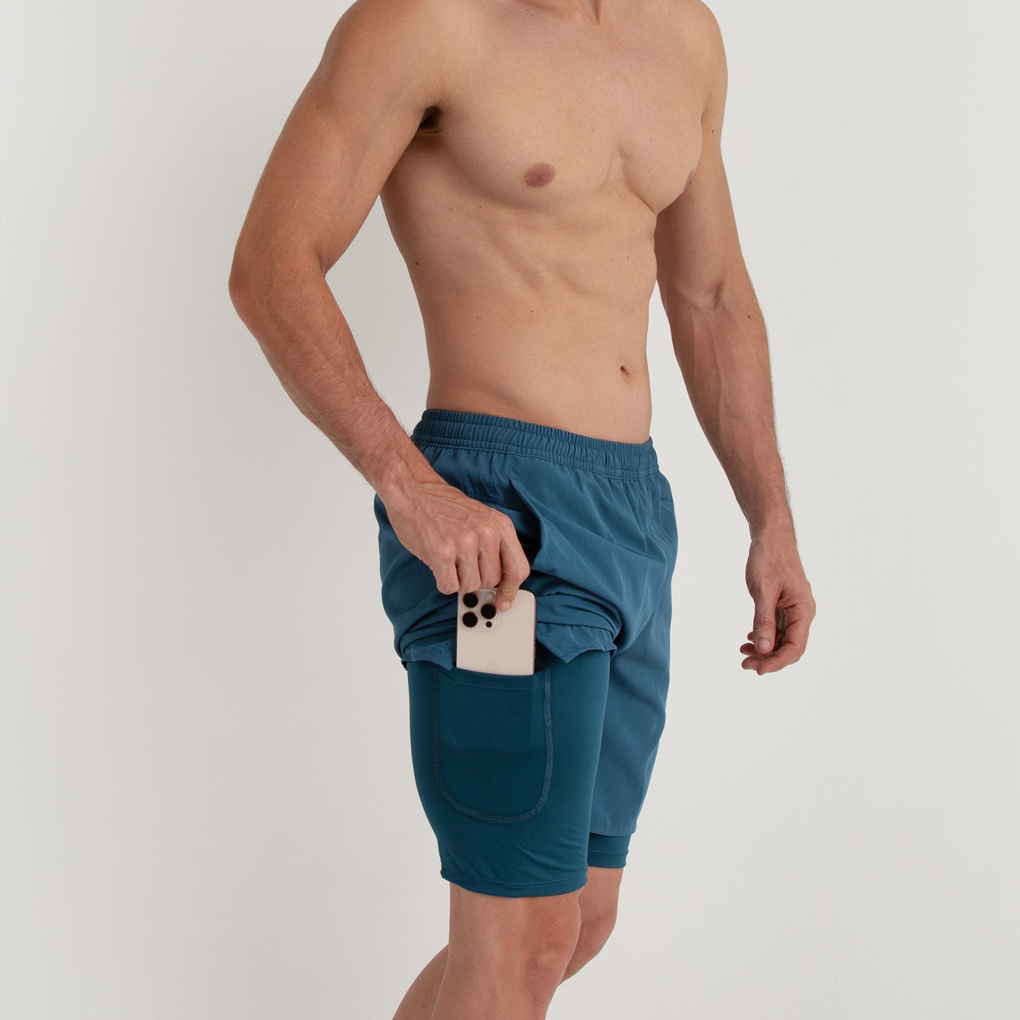 Pantaloneta con licra 2 en 1 Petróleo