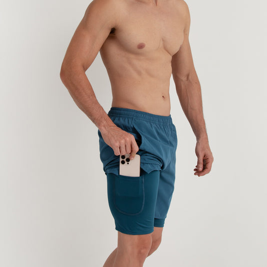 Pantaloneta con licra 2 en 1 Petróleo