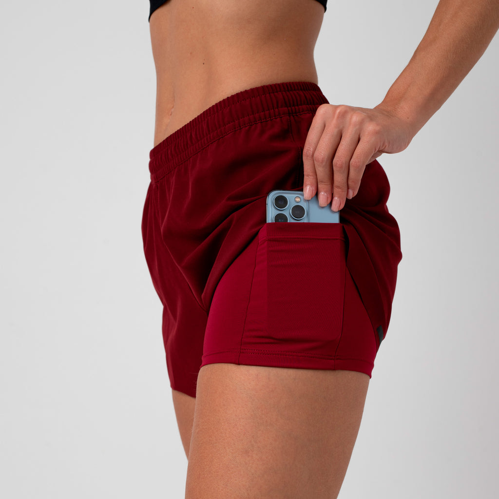 Short Con Licra 2 en 1 Vino tinto