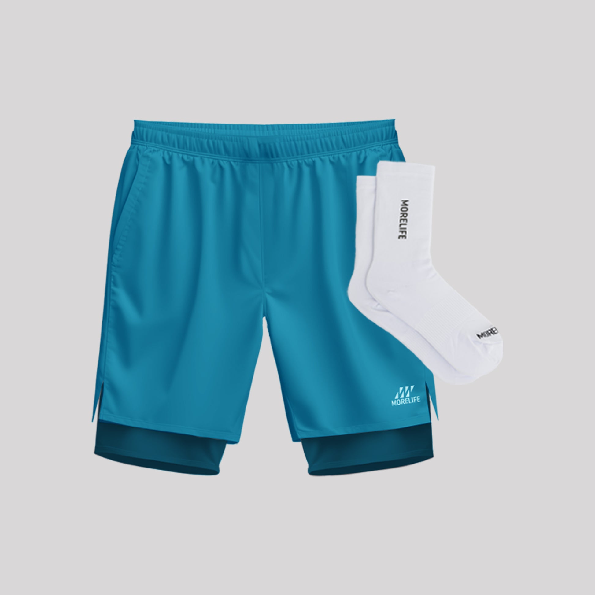 Combo Hombre Blue Running - (Pantaloneta 2 en 1 + Medias ML)
